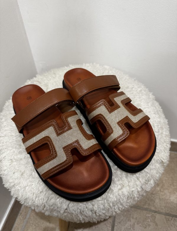 Sandale bande camel